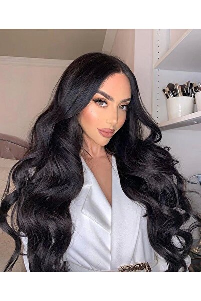 CERSAL Isıya Dayanıklı Yarımay Çıt Çıt Saç - 1b - Siyah - Dalgalı - 60 Cm - 1...