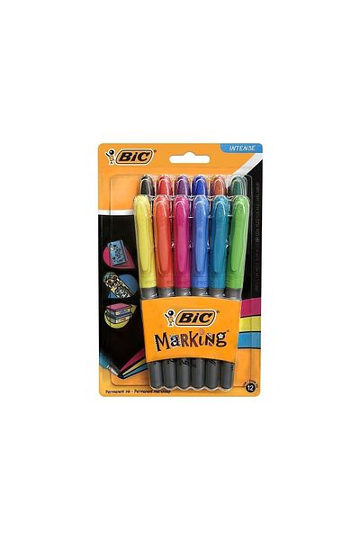 Bic 12 Pack Mixed Blister - Permanent Marker Mixed