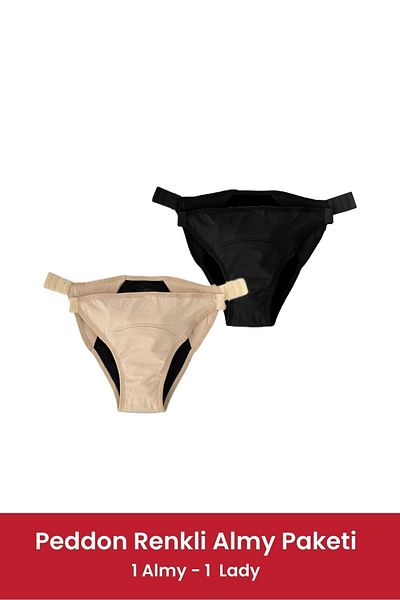 PEDDON Almy & Lady 2 Pack - Εμμηνορροϊκό εσώρουχο με πλαϊνό κούμπωμα, σούπερ απορροφητικό και εξαιρετικά υγιεινό πλενόμενο
