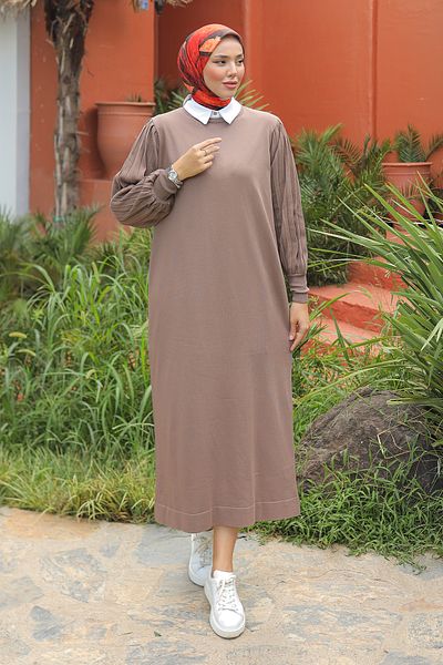 Pamuk Butik Γυναικείο πλεκτό φόρεμα με μπαλόνι με κρύο νήμα Mercerized
