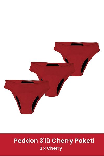 PEDDON Cherry 3-Pece Opportunity Pack Super Absorbent Ultra Hygienic Leakproof Πλενόμενο εσώρουχο εμμήνου ρύσεως 3 τεμάχια