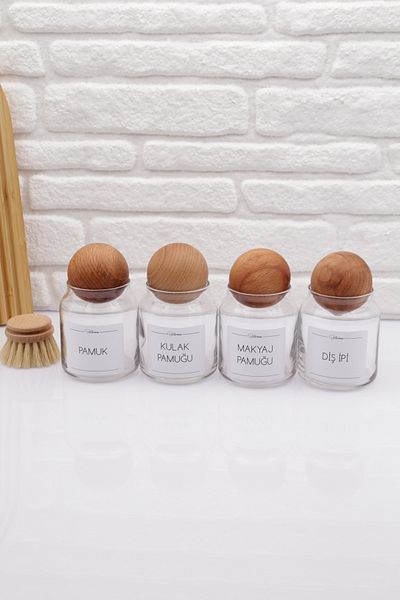 zezedesing Βαμβακερό καπάκι μπάλας & βαμβάκι αυτιών & βαμβάκι μακιγιάζ & βάζο νήματος 300 ML με 4 καπάκια μπάλας