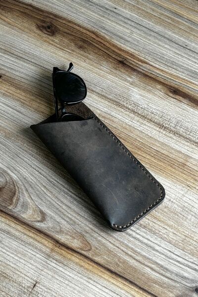 Glare Kahverengi Hakiki Deri Gözlük Kılıfı & Gözlük Kabı %100 Hakiki Dana Derisinden