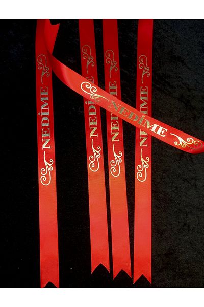 yörük tuhafiye Red Bridesmaid - Arm Ribbon and Small Hook Pin (10 Pcs) Henna Night Wedding Supplies