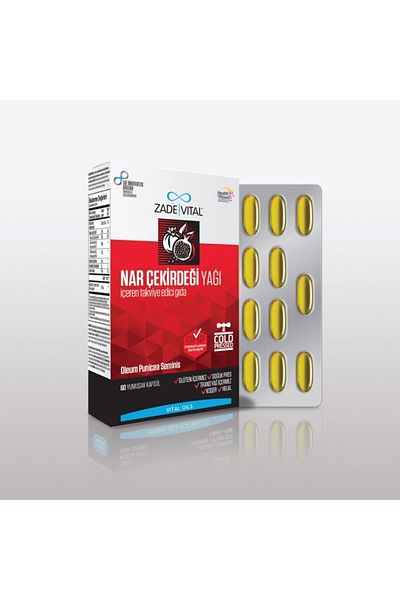 Zade Vital Pomegranate Seed Oil - 1 Box of 60 Capsules