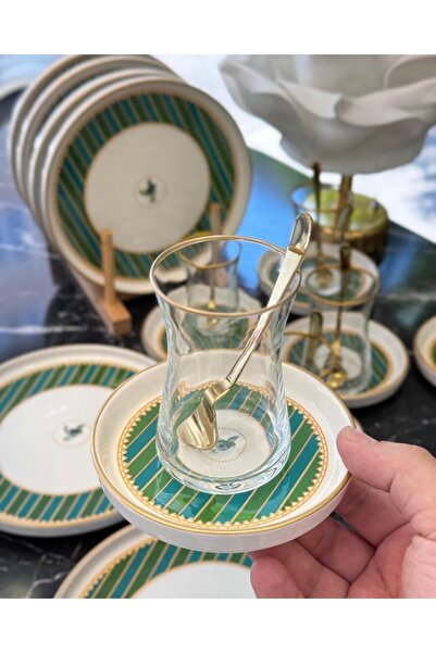 Onedekor 18 Parça Modern Piano Bird Green Pasta Çay Saati Seti