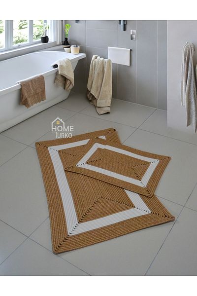 HomeTurko Σετ πατάκι μπάνιου Bohemian - γιούτα, πατάκι μπάνιου προίκας, δώρο οικιακής χρήσης