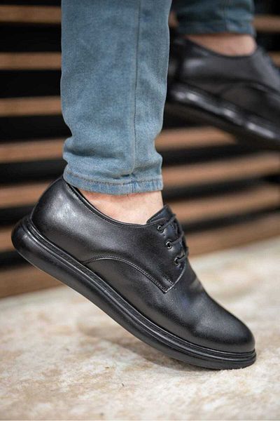 Weynes Ανδρικά Ορθοπεδικά Casual Παπούτσια - Μαύρο Δερμάτινο, Διακοσμητικά Δαντέλα WSB1064