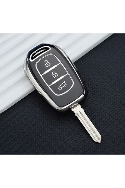 emii auto spare parts Renault Clio Dacia Sandero Stepway - Logan Duster Dokker SS2 Key Case 3 Keys Black/Silver