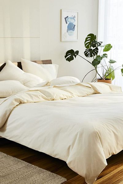 HOMENUP Luxury 120x200 Μονό Σετ Παπλωματοθήκη από Φυσικό Βαμβάκι Σατέν - Με Ελαστικά Σεντόνια 83 Σύρμα Λευκό