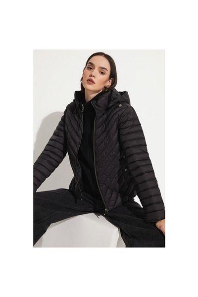 june Fiber Filled Hooded Coat Black