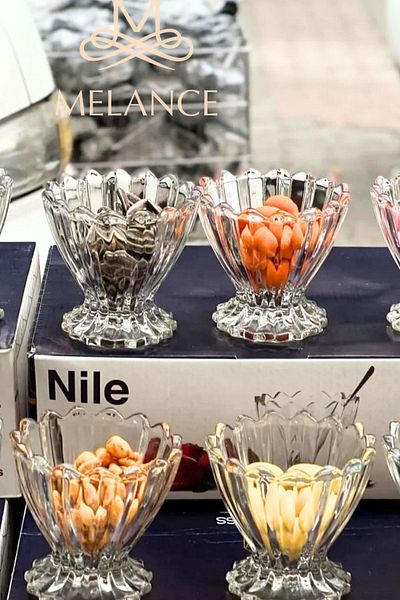 Melance 6 Pieces Crystal Ice Cream Bowl, Snack Bowl, Breakfast Serving Jam Bowl Set