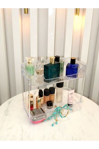 ARMESE Double Layer Makeup Cosmetic - Brush Holder Bathroom Kitchen Office Home Organizer, Multi-Purpose Organizer Shelf