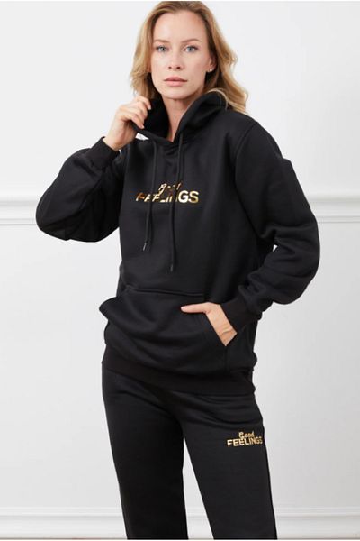 ModaDeniz 3 Thread Hooded and Ribbed Tracksuit Set for Women