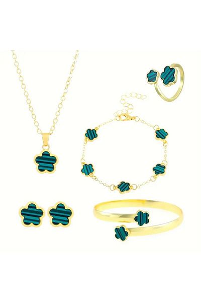 Areos 5 Leaf Clover Jewelry Set