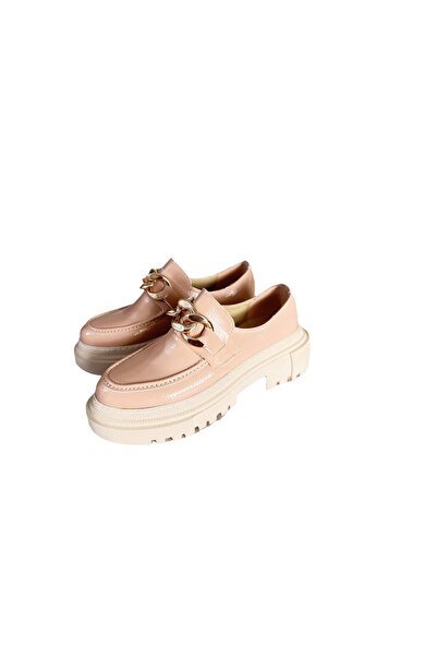 Jabi Kadın Teff Vegan Deri Tokalı Somon Loafer Ayakkabı