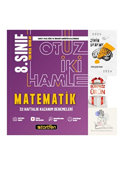 Startfen 8.SINIF MATEMATİK 32 HAMLE DENEMELERİ+ZİHİN DENEME+HEDİYE(SEVİLENKİTAPCİ)YENİ BASKI2