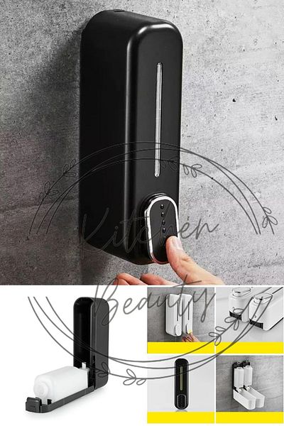 Kitchen Beauty 300ml Liquid Soap Dispenser Wall Mounted Manual Soap Dispenser Bathroom Shampoo Shower Dispenser Black