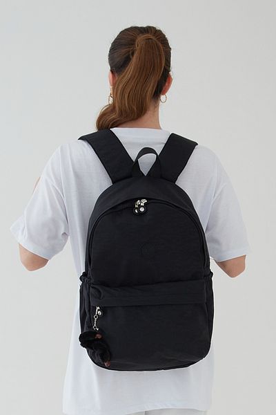Rosso Collina Unisex Black Waterproof Crinkle Fabric Daily Backpack Travel and School Bag BERGAMO