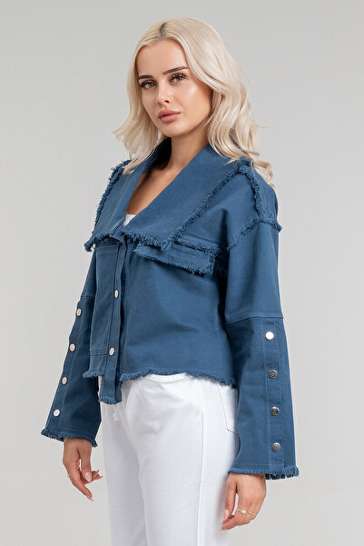 Bold & Young Palton de damă din bumbac Power Lycra - mâneci și capse în față, cusături murdare