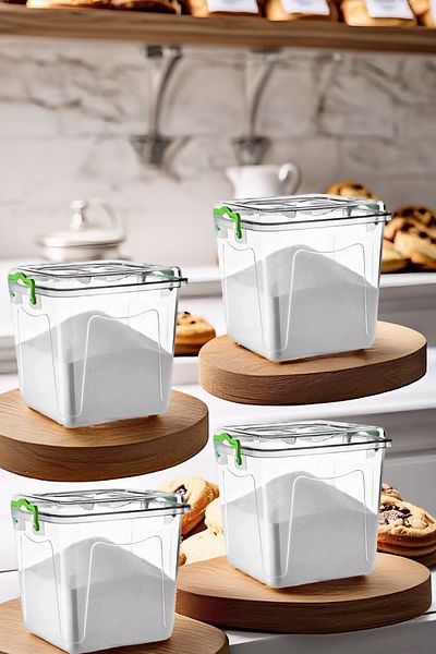 Open Home Concept 8 Lt Jumbo size Transparent Flour - 4 Pieces, sugar and Pulses Container