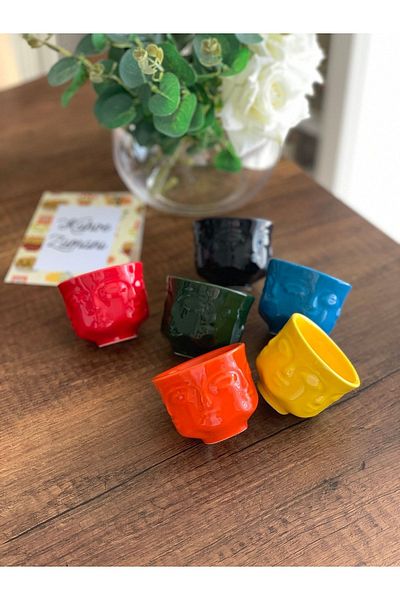 TAMER YİĞİT Face Set of 6 Cups