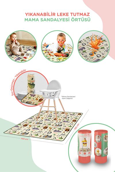 Minimono High Chair and Activity Cover - Non-Slip Base - Water Repellent Surface - Washable - 145X120Cm