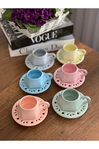 TAMER YİĞİT Special Design [soft Colors] 6-person Coffee Cup Set (12 PIECES)