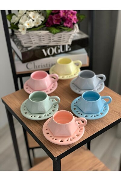 TAMER YİĞİT Special Design [soft Colors] 6-person Coffee Cup Set (12 PIECES)