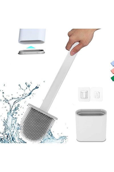 NesShine مرحاض الحمام السيليكون - فرشاة تنظيف وعاء المرحاض ومجموعة حامل