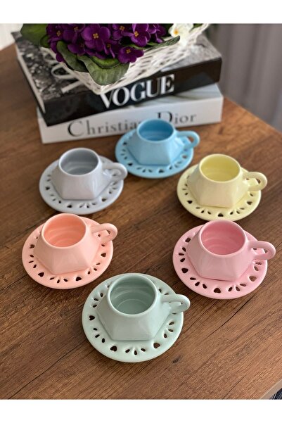 TAMER YİĞİT Special Design [soft Colors] 6-person Coffee Cup Set (12 PIECES)