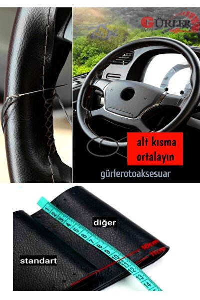 gürler oto kılıf ve aksesuar Universal Kamyon Tır Dikmeli Direksiyon Kılıfı Iki Renkli Kırmızı-siyah ( 45×10.5cm )