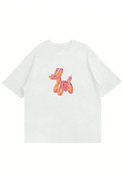 Mad&Calf Baloon Dog Printed - Γυναικείο μπλουζάκι με λαιμόκοψη μεγάλου μεγέθους