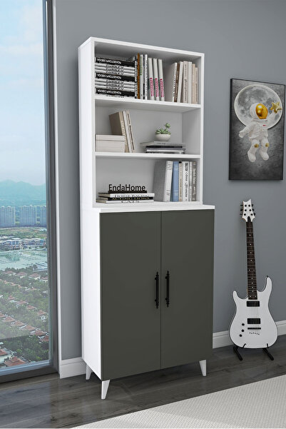 Enda Home Oras 6 Raflı 2 Kapaklı Dolaplı Kitaplık