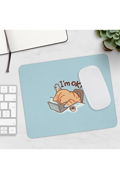 waals I’m Okay Kedi Desenli Gamer Oyuncu Bilgisayar Mouse Pad Yumuşak Dokulu Bilgisayar Aksesuarı