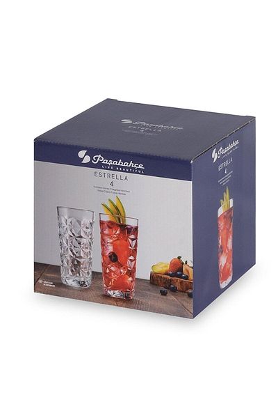 Paşabahçe Estrella 4-Piece Large Size Soft Drink Cocktail Glass