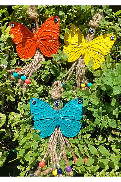 Entude Renkli Dekoratif Kelebek Duvar Süsü 3'lü Set - Duvar, Bahçe, Balkon Süsü