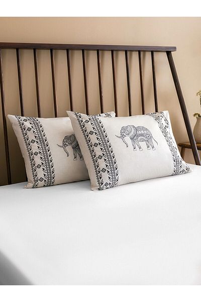 LC Waikiki Lcw Home 2-Piece Pillow Case - Black Printed, 50X70 cm