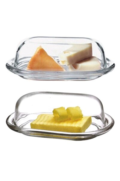 Paşabahçe زجاج أساسي مكون من قطعتين - مجموعة تخزين وتقديم جبنة الزبدة