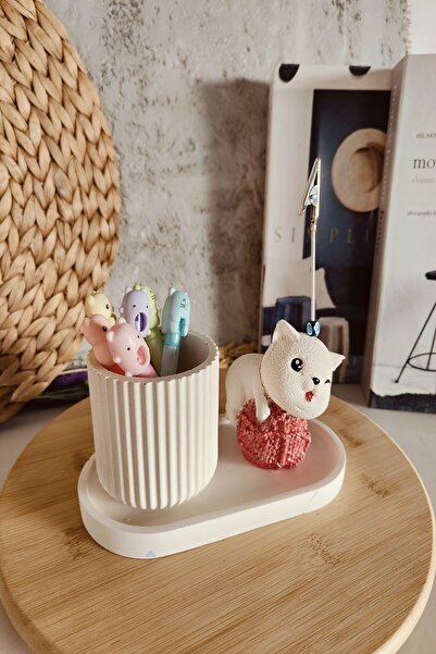 puridadesign Dekoratif Sevimli Kedi Notluk ve Kalemlik Seti