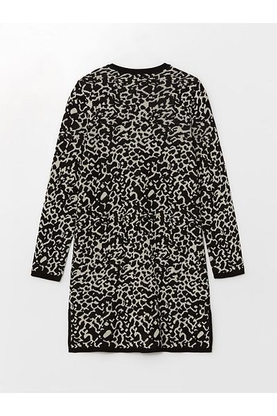 LC Waikiki Patterned Crew Neck Women's Knitwear Cardigan
