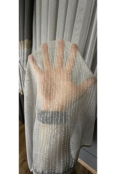 Yuka 1/3 Close Pleat Tulle Curtain - Gray Chain Vertical Knitted, Non-Wrinkle Ironing Skirt