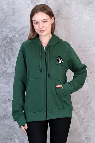 technomonkey Green Embroidered Unisex Oversize Hooded Cardigan Hoodie - 3 Thread Raster