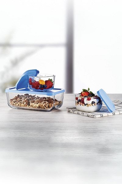Paşabahçe 12 Pieces Snowbox Blue Storage Container Set with Lid / 4 Large 8 Small / Special Set