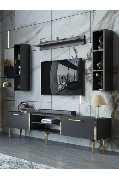 Myniture Home & Living Festival Tv Ünitesi G3009-4-Y1-D1 Gold Antasit