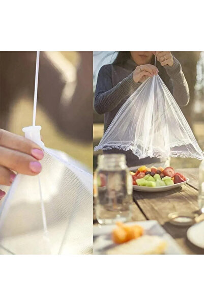 Entude Gıda Koruma Şemsiyesi - Yiyecek & Yemek Sinek Koruyucu Tül Aparat, Piknik ve Kamp İçin Tül Sineklik