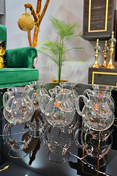 Gülümseten Avm 6 Lı Kulplu Tombul Çay Bardağı | Kulplu Kazan Çay Bardağı | Borosilikat Sunum Çay Bardağı