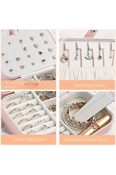 Genel Markalar Lüx Dikdörtgen Takı Kutusu 3 Bölmeli Mücevher Düzenleyici Yüzük Küpe Kolye Seyahat Organizeri Beyaz