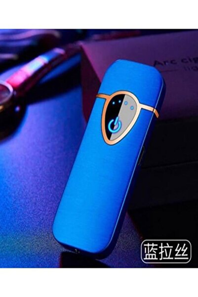 Genel Markalar Nanopro Gazsız Çift Rezistanslı Elektrikli Usb Şarjlı Çakmak Led Göstergeli Dokunmatik Mavi