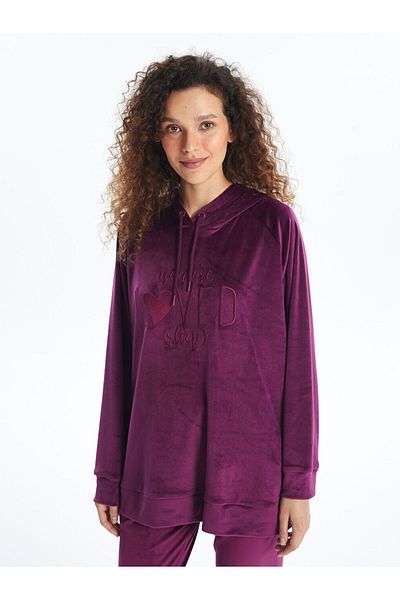 LC Waikiki Top de pijama de damă din catifea cu glugă